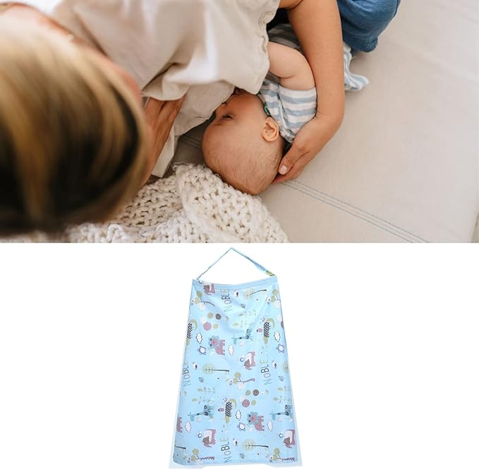 Garosa Breastfeed Nursing Cover Breathable Baby Nursing Coverage Blanket with Elastic Shoulder Straps Lightweight Breathable Cotton Feeding Cover (Blue)