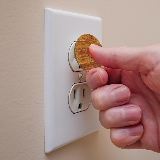 Pine Flooring Boards Texture Outlet Covers Baby Proofing Child Proof Plug Covers for Electrical Outlets Easy Install Outlet Plug Covers