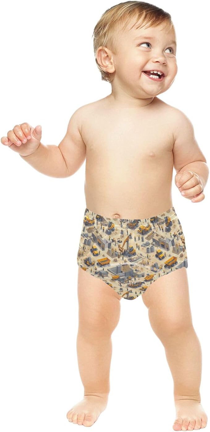 Little Girls Underwear Potty Training Leakproof Night Time Potty Training Underwear for Toddler 4T Construction Scene Concrete Mixer Truck