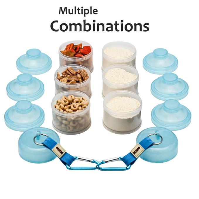 Formula Container to Go – Baby Essentials, Stackable Formula Dispenser for Night Feedings, Snacks and More – 2 Pack, by KiKo (Blue)