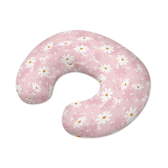 Pink Flower Breastfeeding Pillow Cover Slipcover for Breastfeeding Pillows, Soft and Stretchy Safely Breastfeeding Pillow Cover Breathable and Washable