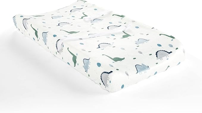 Lush Decor Baby Dinosaurs Roar Soft & Plush Changing Pad Cover, 32" x 16" x 5", Dusty Teal & Gray
