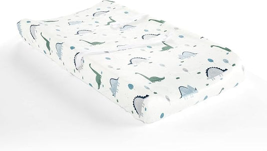 Lush Decor Baby Dinosaurs Roar Soft & Plush Changing Pad Cover, 32" x 16" x 5", Dusty Teal & Gray