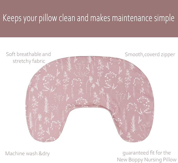 Little Jump Nursing Pillow Cover, Single Cover for The for The Updated Designed Breastfeeding Pillows, Western Wild Flowers Easy-On Slipcover with Soft Stretchy Fabric (New -2 Pack Vintage Floral)