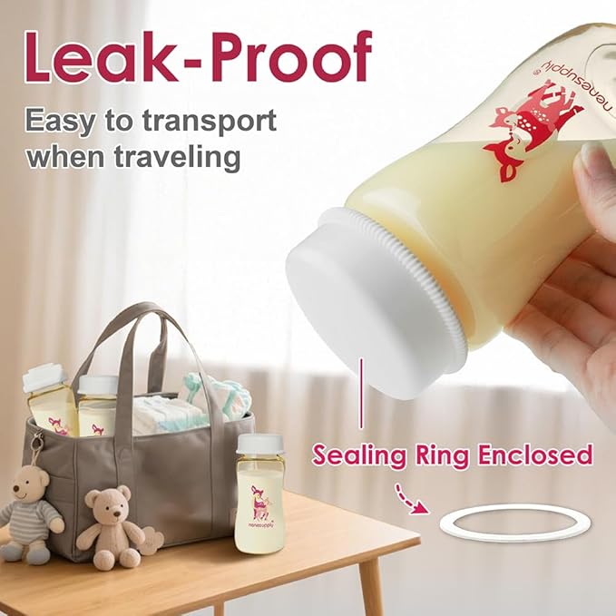 NENESUPPLY 11oz / 330ml 3 pc Wide Mouth PPSU Breastmilk Storage Bottle Breast Pump Bottles Use for Pumping with Spectra S1 S2 Breast Pumps. Replace Spectra Bottles Breastmilk Collection One-piece Cap