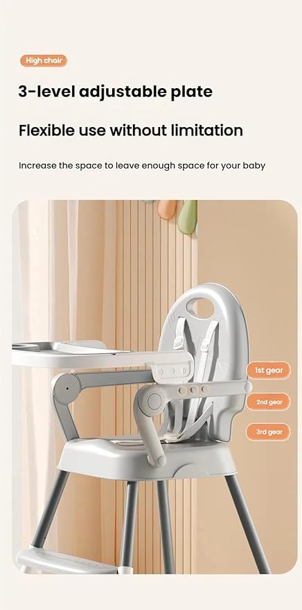 PU Leather Baby High Chair, High Chairs for Babies and Toddlers with Detachable Tray, Small Size Baby Eating Chair (X8123 Grey)