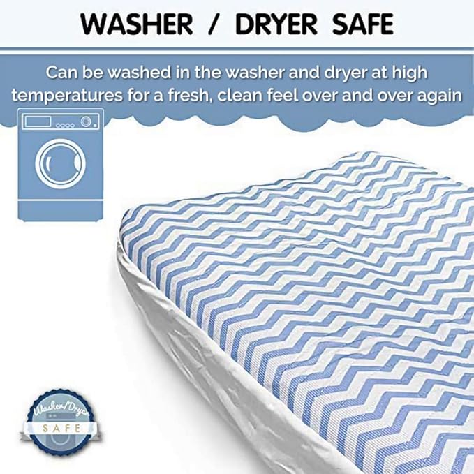 Leak-Proof Changing Pad Cover (32×16×4) — Soft, Hygienic Unique Machine Washable & Dryer Safe,Snug Elastic Edges Perfect for New Parents (Blue)