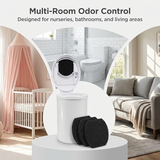 8 Pack Diaper Pail Deodorizer Refills Compatible with Ubbi Diaper Pail, Activated Charcoal Odor Absorbing Carbon Filters for Baby Diaper Trash Can, Helps Control Odors & Keep Home Fresh