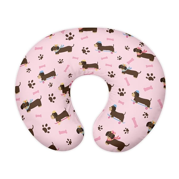 Jeiento Cartoon Nursing Pillow Cover Dachshund Dog Nursing Covers Soft and Stretchy for Breastfeeding Pillows for Newborn Boys and Girls