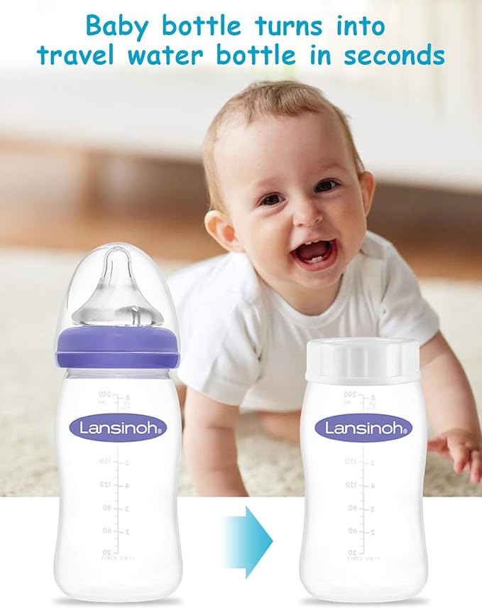 Baby Bottle Caps Compatible with Lansinoh Bottles, Travel and Storage Bottle Lids Replacement, 8 Count