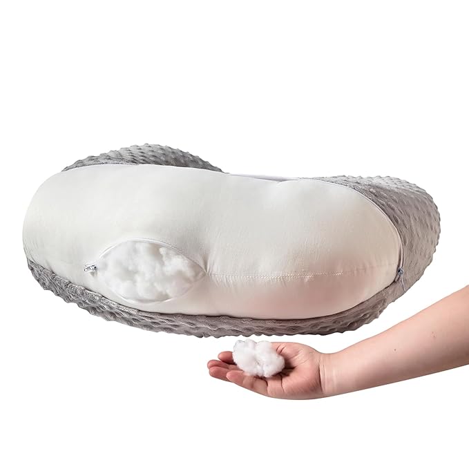 ESEN Plus Size Nursing Pillow and Body Positioner for Breast Feeding and Bottle Feeding, Ultra Soft Baby Breastfeeding Pillows with Removable Nursing Pillow Cover for Mom and Baby (Gray)