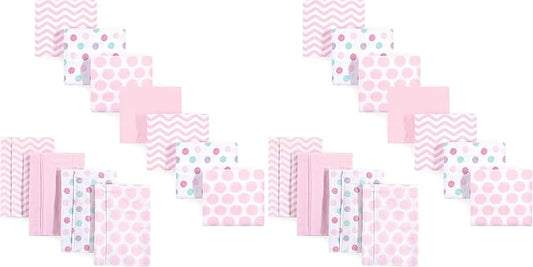 Luvable Friends Unisex Baby Cotton Flannel Burp Cloths and Receiving Blankets, 11-Piece, Pink Chevron, One Size (Pack of 2)