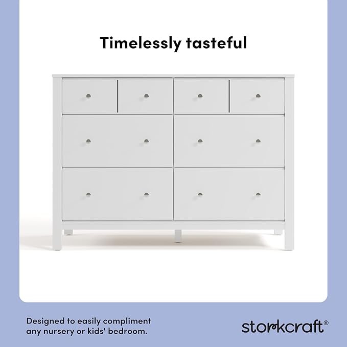 Storkcraft Horizon 6 Drawer Dresser (White) – GREENGUARD Gold Certified Dresser for Nursery & Kids’ Room, Modern Storage with Interlocking Drawer System