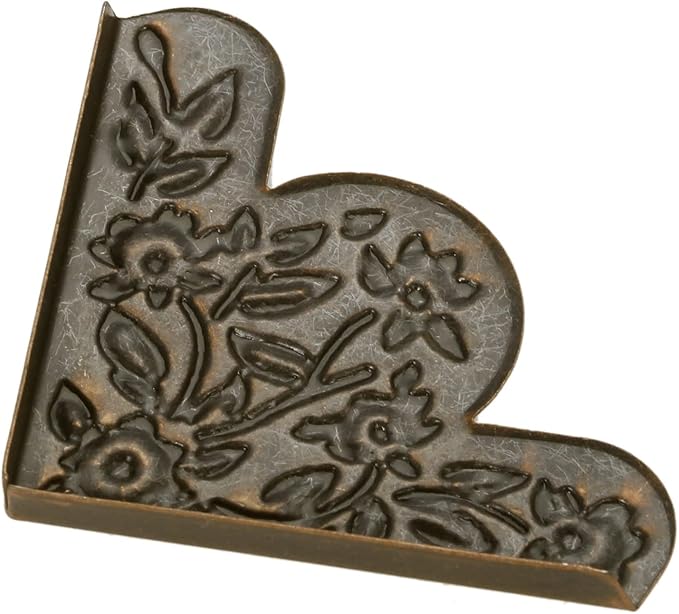 dophee 12Pcs Decorative Corner Protector, Jewelry Box Wooden Box Chest Furniture Guard Edge Cover, Metal Flower Carved No Holes, 1.69"x1.69"x0.2" - Red Copper