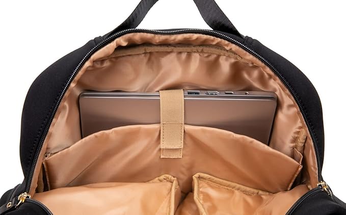 Sarah Wells Fiona Breast Pump Backpack – Machine Washable Neoprene Pump Bag with Insulated Milk Storage, Laptop Pocket & Adjustable Straps – Stylish Breastfeeding Backpack for Work & Travel (Black)