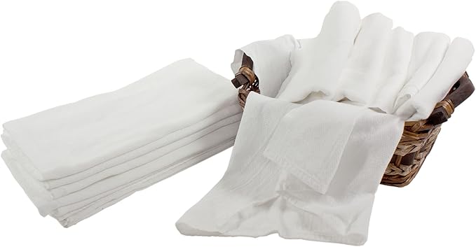OsoCozy Bleached Birdseye Flat Cloth Diapers (6 Pack) - 27 x 27 Inches, One-Layer Flat Cloth Baby Nappies Made of Soft, Durable 100% Birdseye Weave Cotton…