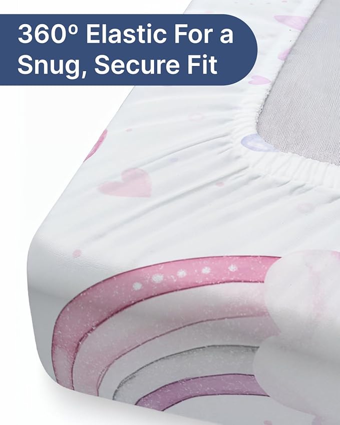 2-Pack Mini Crib Sheets Fitted - Pack N Play Sheets for Pack and Play Mattress - Stretchy Soft Microfiber Playard Bedding - Mini Toddler Bed Cover for Boys and Girls - Oeko-Tex - 38 x 24in, Flutter