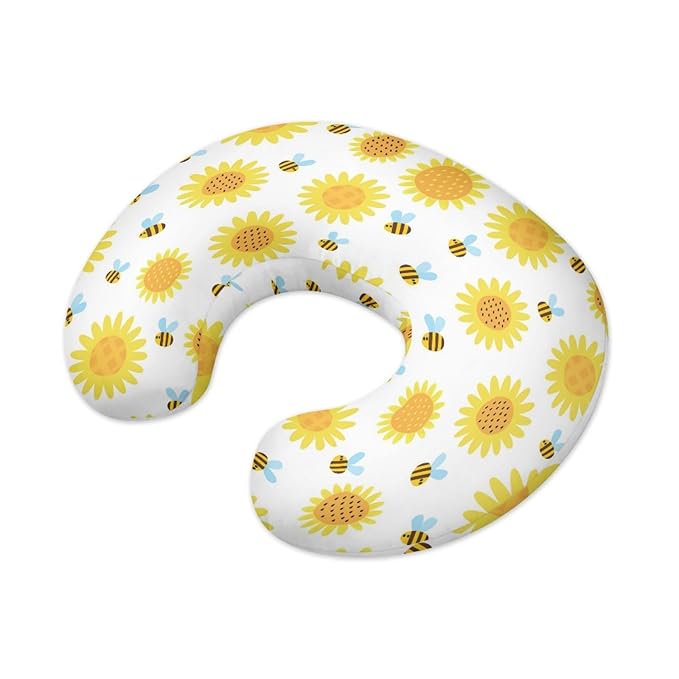 Forchrinse Sunflower Bee Nursing Pillow Cover Girls Cute Breastfeeding Pillow Case Infant Feeding Pillow Cushion Cover for Boys