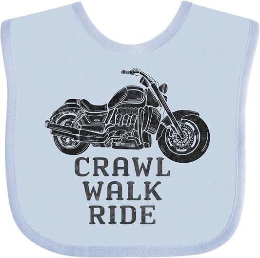 inktastic Crawl Walk Ride Motorcycle Baby Bib