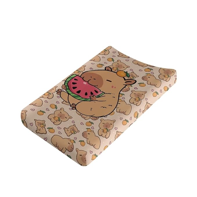 Cute Baby Changing Pad Cover Capybara Baby Diaper Change Table Pad Covers 32 * 16 Inch Easy to Install Cradle Mattress Sheets Nursery Decor