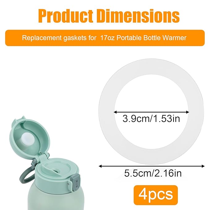 4pcs Baby Bottle Warmer Replacement Gasket for Momcozy, Silicone Seal Ring Replacements Compatible with Momcozy 17oz Portable Bottle Warmer