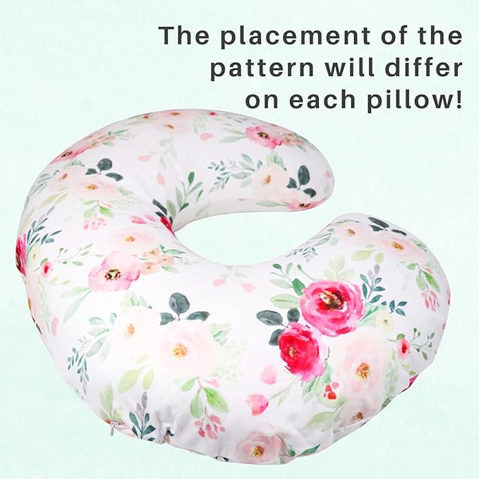 TANOFAR Floral Nursing Pillow Cover, Breastfeeding Pillow Slipcover for Baby Boys & Girls, Nursing Pillow Case for Newborn, Soft Fabric Fits Snug On Infant, Washable & Breathable, Watercolor Flower