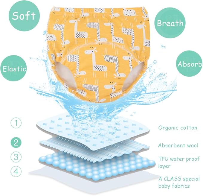 U0U Baby Girls Cotton Training Pants Toddler Potty Training Underwear for Boys and Girls