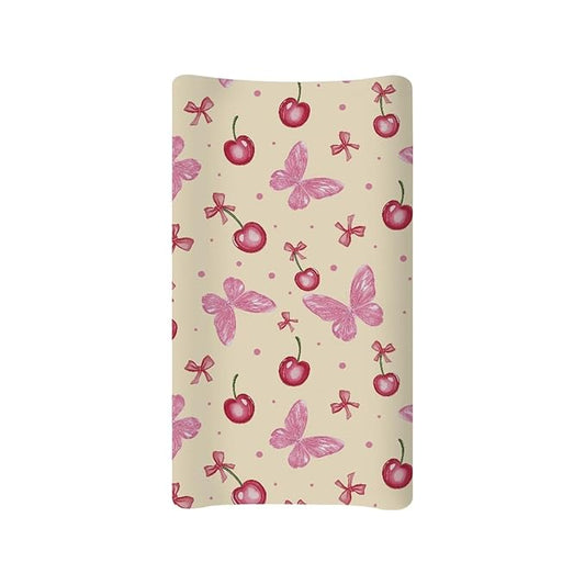Cherry Butterfly Baby Changing Pad Covers Ultra Soft Breathable Changing Table Cover Polyester Diaper Change Pad Sheets for Baby Girls Newborn
