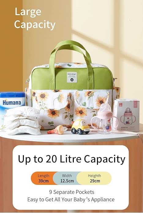 Kamay's Mummy Shoulder Bag Diaper Bag Chic Nappy Changing Bag Tote/Messenger Style Large with Changing Mat, Adjustable Straps