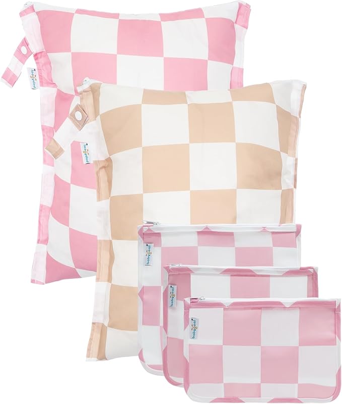 babygoal Waterproof Wet Dry Bags 2 Pack with 3pcs Clear Travel Bags for Beach, Baby Cloth Diapers, Swimsuit, Pump Parts, Pool, Gym, Toiletries,Makeup Cosmetics