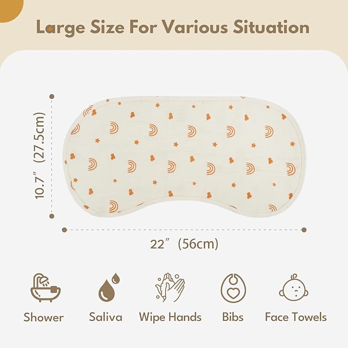 Muslin Burp Cloths with Snaps,Multi-Use Burpy Bib 100% Cotton for Spit Up & Drool,Large 22"X11" Extra Absorbent Burping Cloth for Newborn Boys Girls Essentials,Yellow
