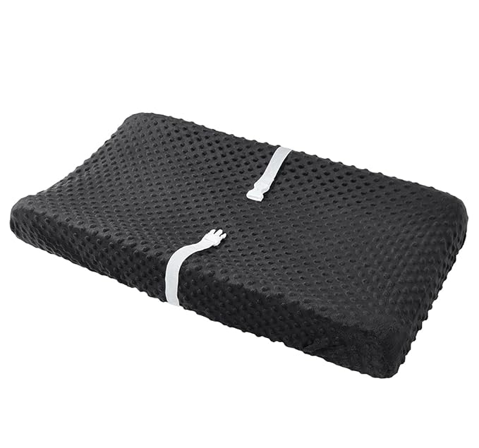 Solid Changing Table Pad Cover Cradle Sheet, Fits 32"/34''x16 Contoured Diaper Changing Pad, Ultra Soft Cozy Dots Plush Changing Table Covers, Breathable Wipeable Removable (Black)
