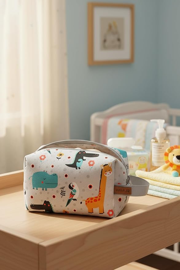 HAMUR HOME Reusable Wet Dry Bag – Water-Repellent Travel Organizer with Protective Inner Lining for Baby Diapers, Swimwear, Gym Clothes, or Toiletries, Animal Wet Dry Bag