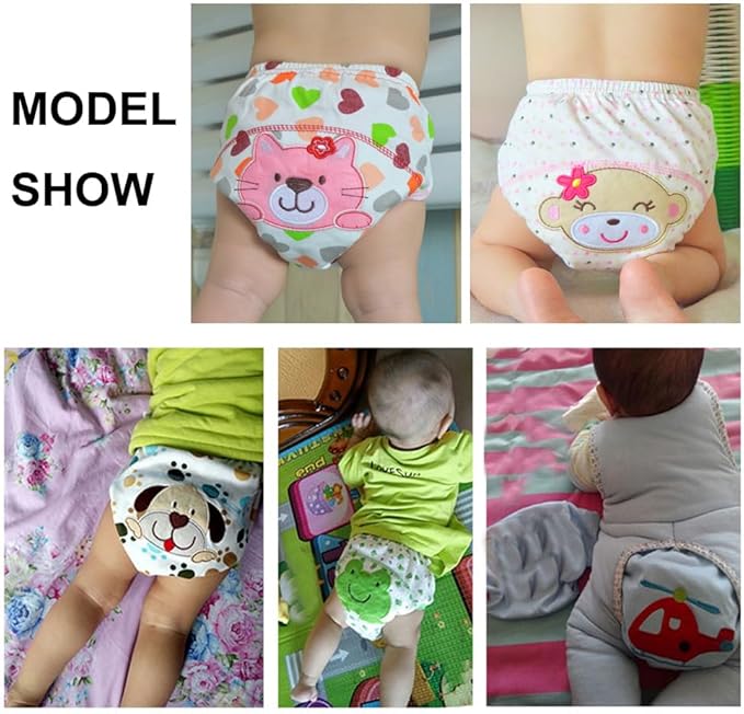Cotton Reusable Baby Training Pants Unisex Potty Toddler Underpants Kids Waterproof Breathable Underwear 6-Pack