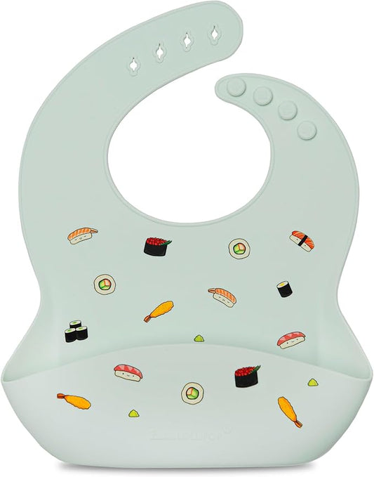 Loulou Lollipop Waterproof Silicone Feeding Bib for Babies & Toddlers, Catch-All Pouch, Easy Clean, 3–36 Months – Sushi