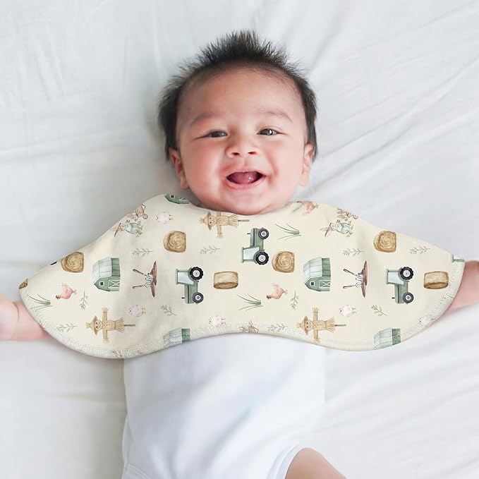 SmoothNovelty 5 Pack Farm Animals Baby Burp Cloths Soft Absorbent Burping Rags for Newborns 19"x9" Spit up Cloths for Boy Girl Newborn Baby Shower Registry Gifts Set Nursery Decor