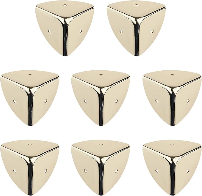 Dnyta 8 Pcs Metal Box Corner Protectors, 1.5"x1.5"x1.5" Gold Furniture Corner Guard Cabinet Decorative Corner Protectors Edge Guard
