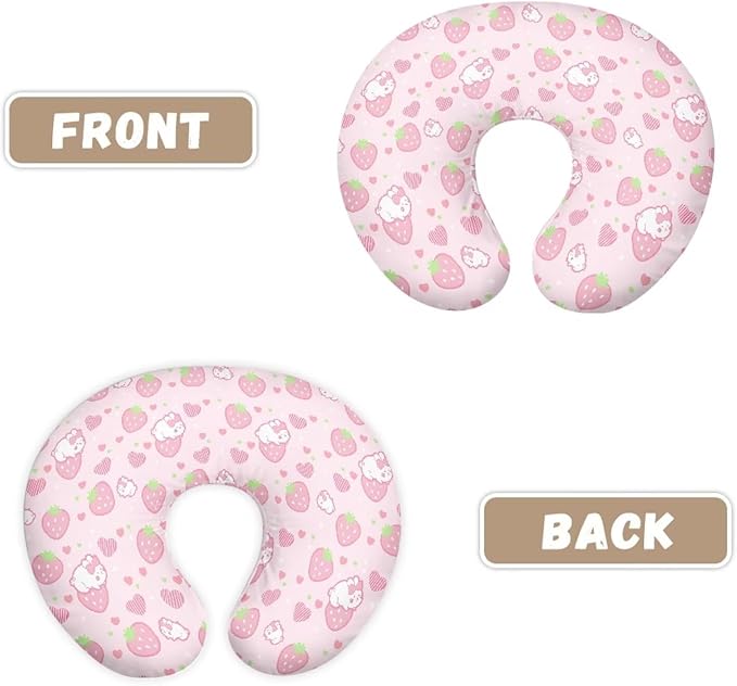 Strawberry Bunny Nursing Pillow Cover Nursing Pillows for Breastfeeding Fits The Original Support for Breastfeeding Nipple Shields for Breastfeeding Newborn