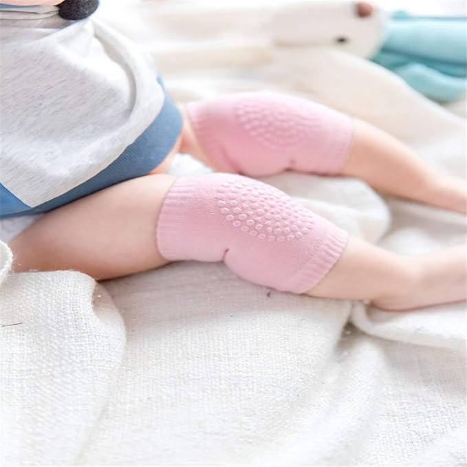 Baby Safety Helmet+2 Pairs Baby Crawling Knee Pads, Soft Comfortable Adjustable Baby Head Protective Cap Hat, Toddler Anti-Slip Knee Pads, for Baby Toddler Sitting Walking Climbing Running (Pink)