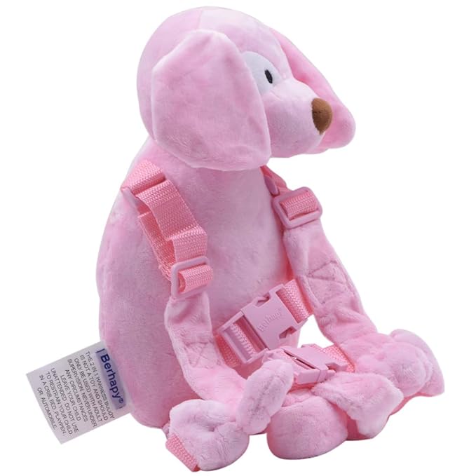 2 in 1 Dog Toddler Safety Harness Backpack Children's Walking Leash Backpack Pink Toddler Leash for Girls Kid Leash for 1-3 Years Old