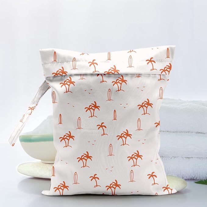 Waterproof Cloth Diaper Wet Dry Bag Reusable Travel Beach Pool Daycare Soiled Toddler Items Yoga Gym Bag for Swimsuits Wet Clothes Bags - Sailboat Coconut Tree Pattern