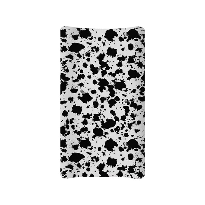 Black Cow Print Changing Pad Cover for Baby Washable Diaper Change Table Pad Covers Waterproof Changing Pads Liners 16 * 32 Inch Nursery Decor