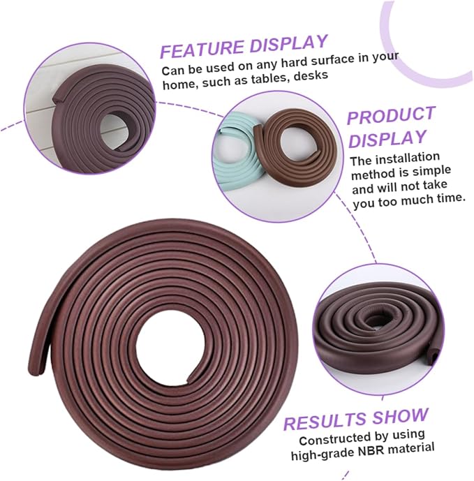 2m Corner Bumper Cushion for Furniture Edges Soft Nbr Material Easy Installation for Tables Beds Desks and Safety