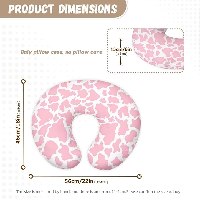 Pink Cow Stripes Nursing Pillow Cover for Baby Boy Girl Ultra Soft Comfortable Newborn Nursing Pillow Case Easy to Use and Dustptoof