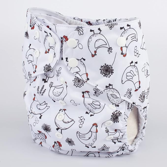 2 to 7 Years Old Cloth Diaper Nappy Pocket Reusable Washable Junior Big Baby Kids Toddler (Hens)