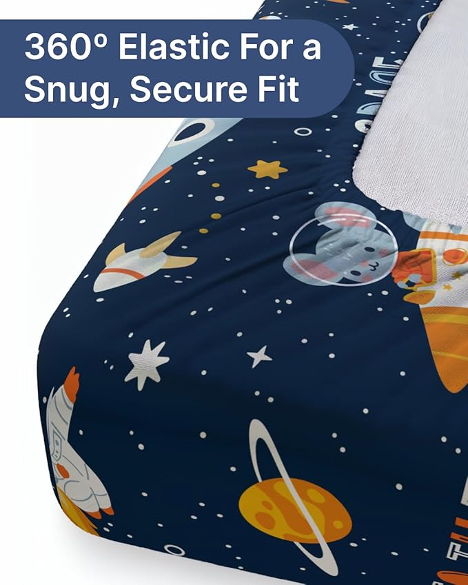 Baby Crib Sheets for Boys & Girls - Pack of 2 Fitted Microfiber Crib Sheets for Standard Crib & Toddler Mattress - Soft, Breathable and Wrinkle Free - Machine Washable - Oeko Tex - 52x28x8in - Cosmo