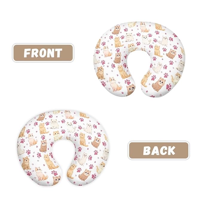 Cartoon Cats Baby Nursing Pillow Support Cover with Hidden Zipper Soft Machine Washable Breastfeeding and Bottle Feeding Nursing Pillowcase for Boys Girls