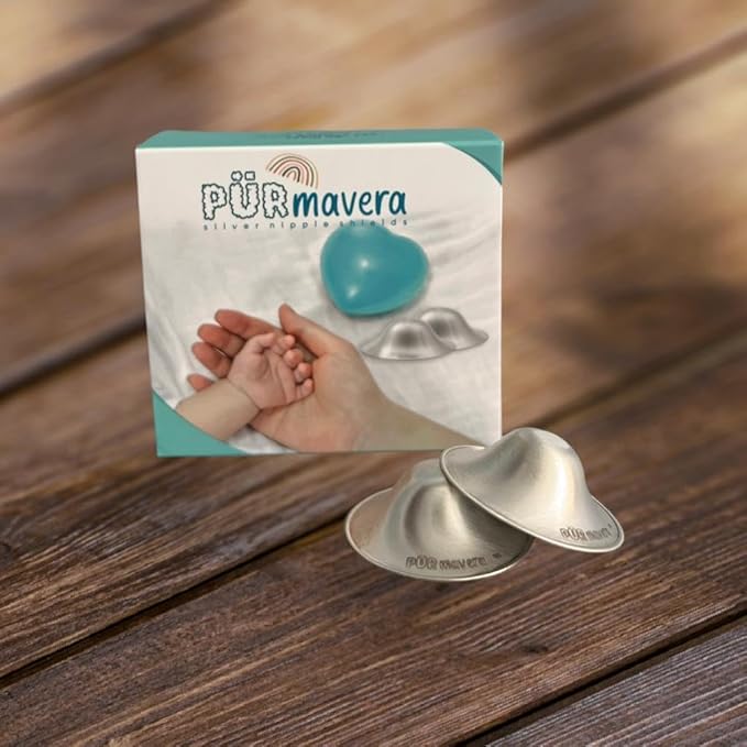Silver Nursing Cups Nipple Cover Nipple Soother for Newborn Breastfeeding Moms, The Original 925 Silver Nursing Cups