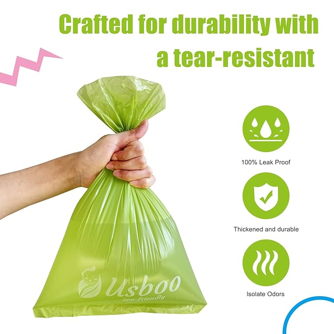 Diaper Bags Disposable for Baby, 12 Refill Rolls/180 Bags OXO-Biodegradable Waste Bags,Dirty Disposable Diaper Bags,Diaper Trash Bags,Green