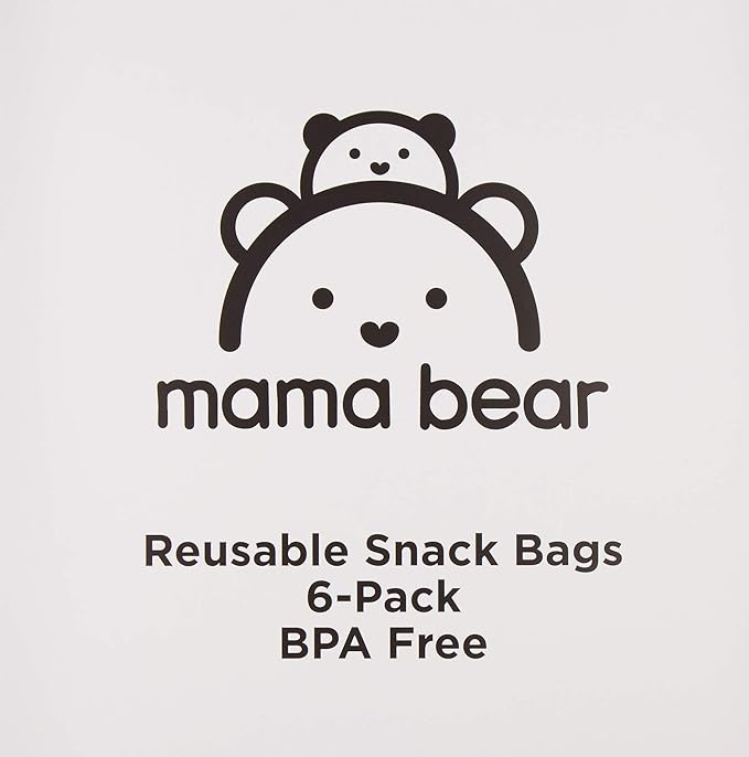 Amazon Brand - Mama Bear Reusable Snack Bags, Hook and Loop, One Size, 18-pack